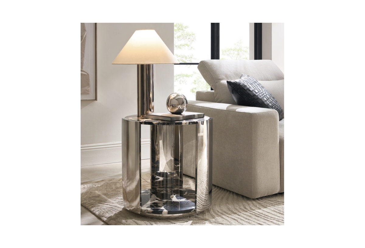 Z Gallerie 1 piece polished stainless steel base Flare End Table