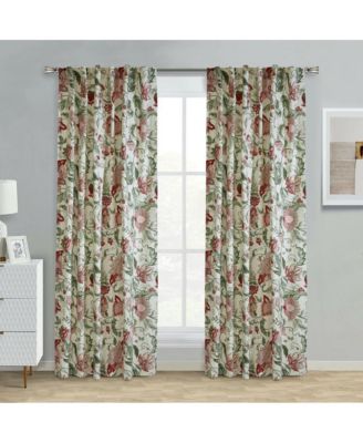 Jacobean Garden Jacobean Print Design Light Filtering Dual Header Curtain Panel for Livingroom 52" x 63" Red