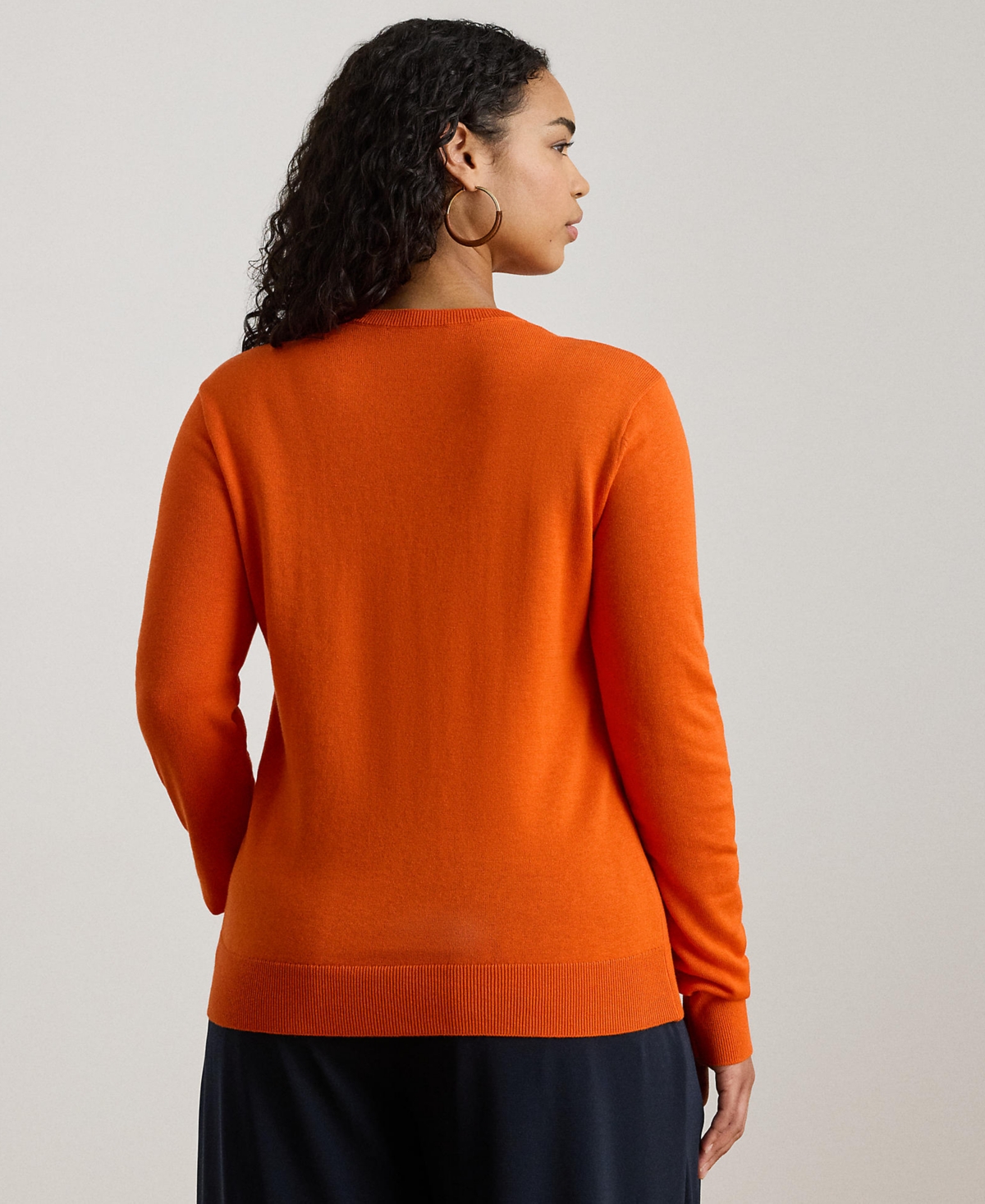 Ralph Lauren Plus Size Cotton-blend Crewneck Sweater In Orange
