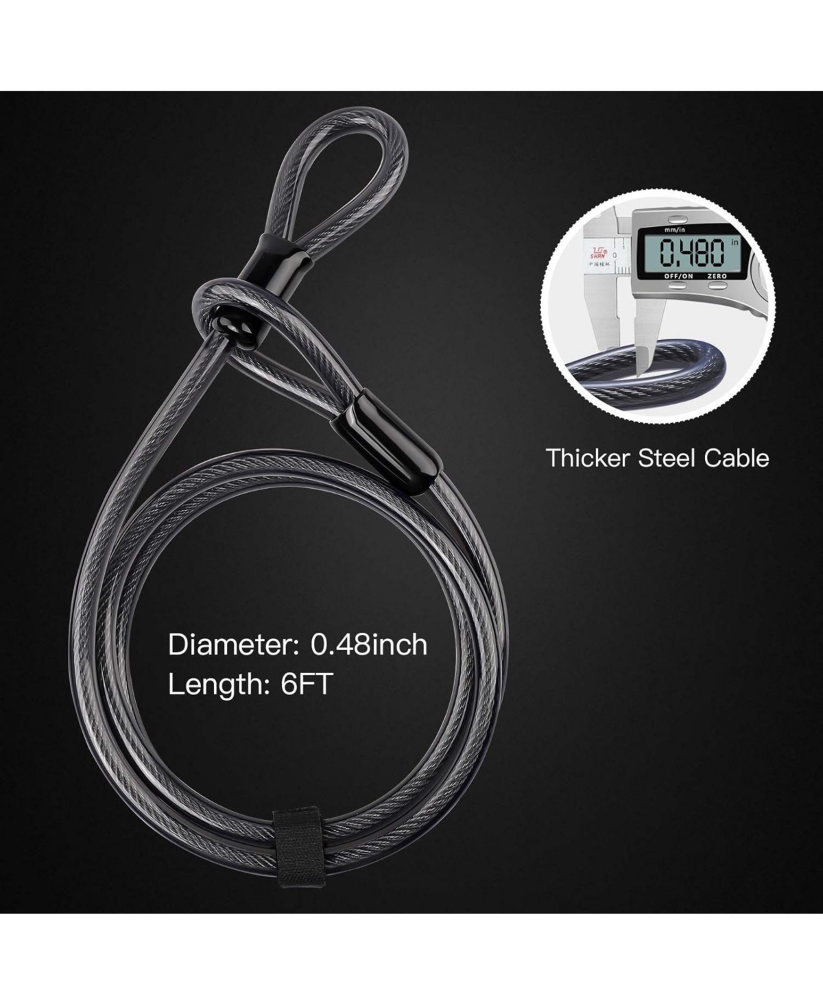 Batfox Heavy Duty Bicycle U-Lock, 16mm Shackle plus 6ft Security Cable & Mounting Bracket for Bike, Motorcycle