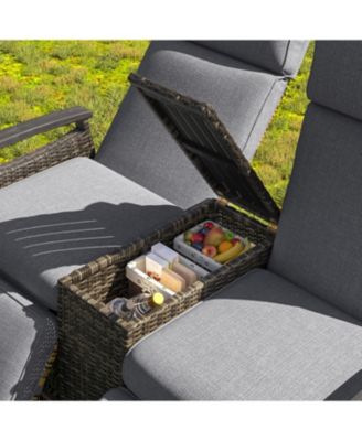 Outdoor Patio Rattan Round Daybed with Retractable Canopy and Removable Cushions