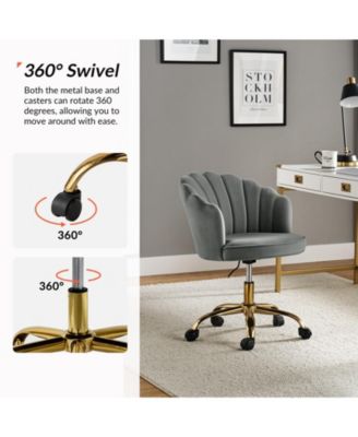 Woman Modern Cute Shell Back Upholstered Desk Chair for Vanity, Living Room