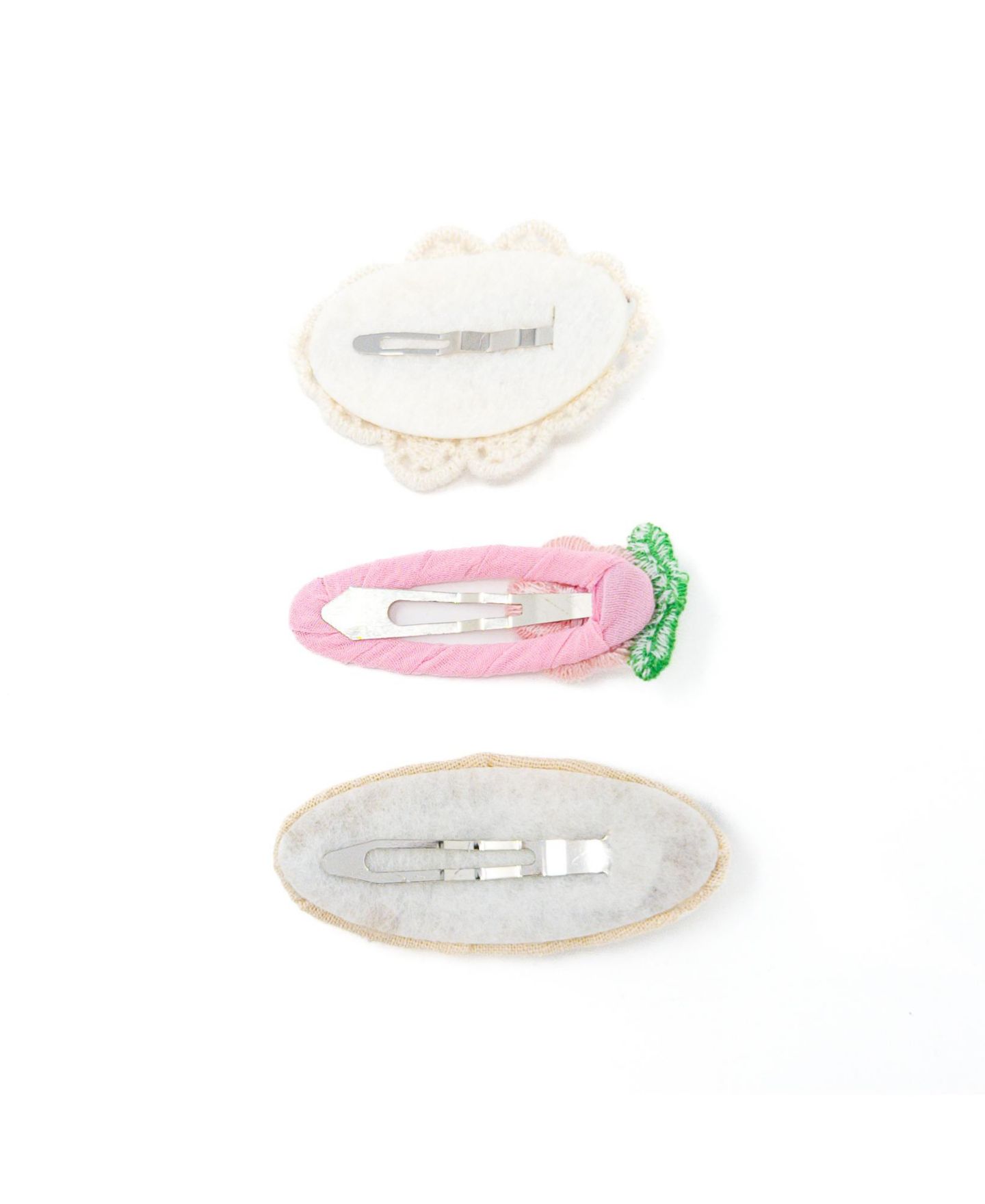 Аксессуары для волос Puttisu 3pc Hair Clip Crochet Meadow Set для девочек, цвет: Розовый — фото 2