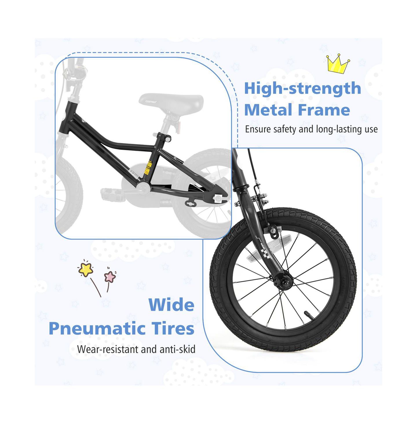 Детская игрушка SUGIFT 16 Inch Adjustable Low-Step Frame Carbon Steel Kids Bike, Ages 3-8, цвет: Чёрный — фото 8