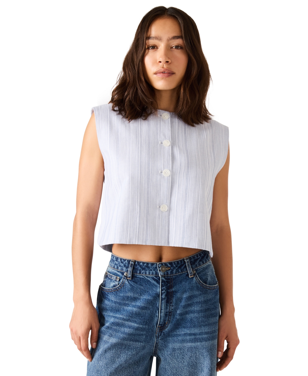 Steve Madden Women's Alessa Sleeveless Button Front Top