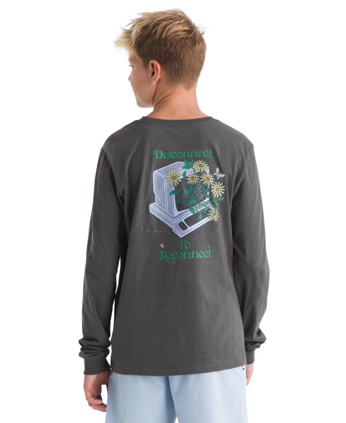 The North Face Boys Or Girls 6-20 Long-sleeve Graphic T-shirt In Gray