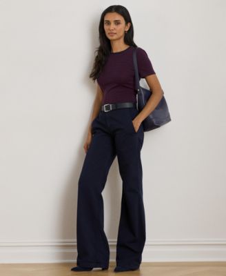 Women's Striped Short-Sleeve Crew Neck T-Shirt