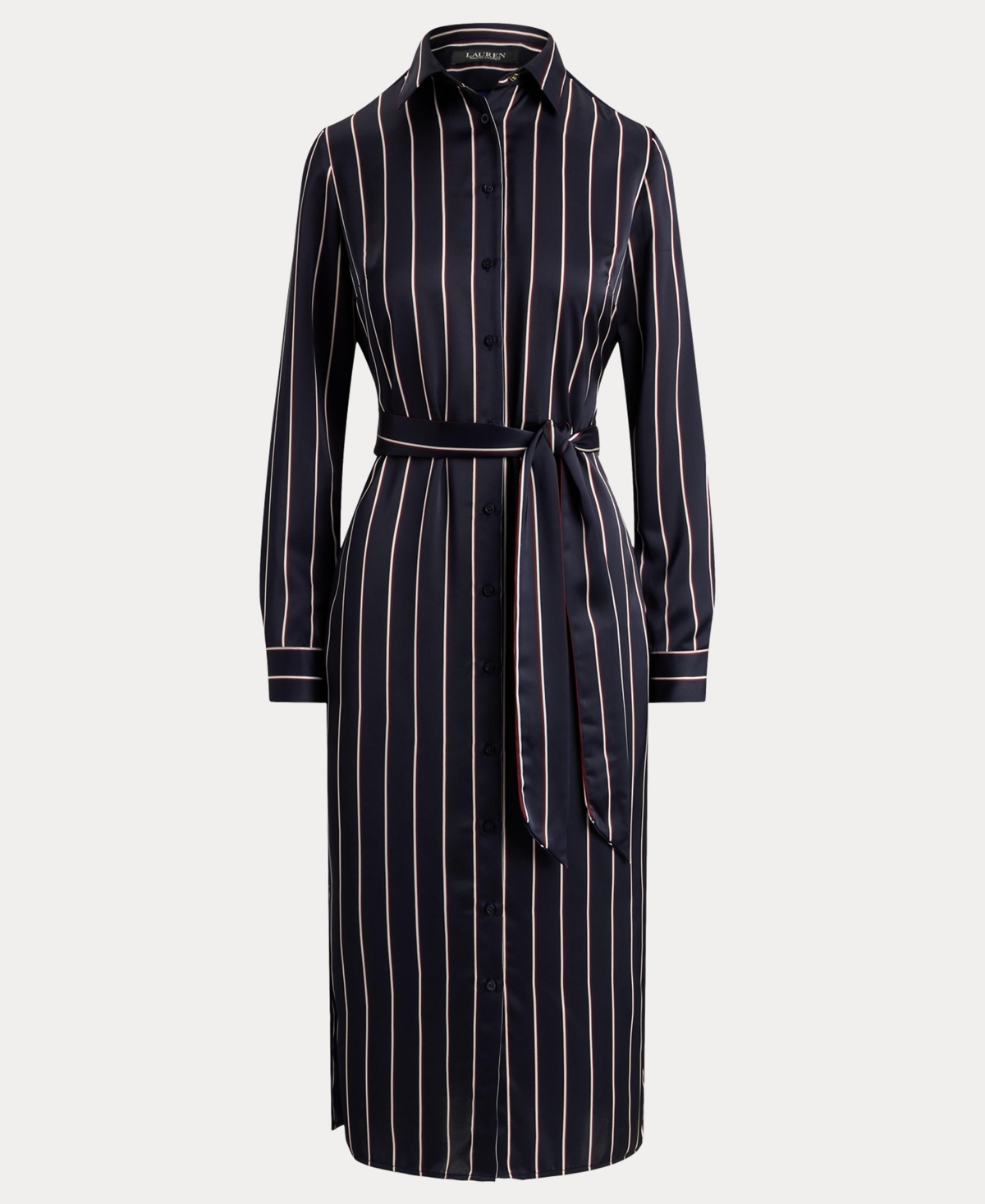 Lauren Ralph Women's Striped Charmeuse Shirt Dress
