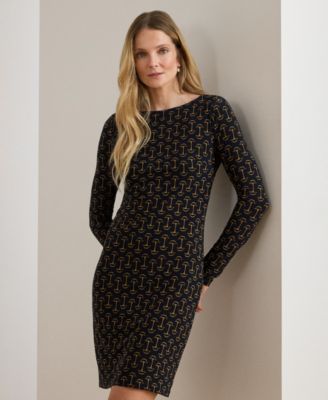 Women's Geo Print Boat Neck Dress