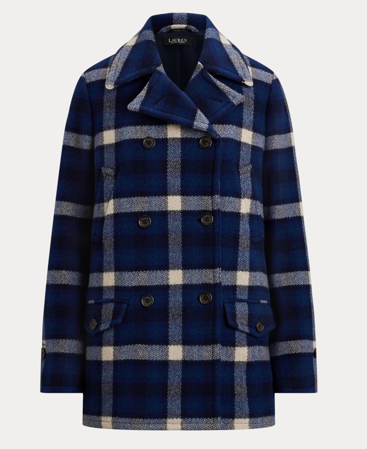 Ralph Lauren Women's Double-breasted Plaid Coat In Blue