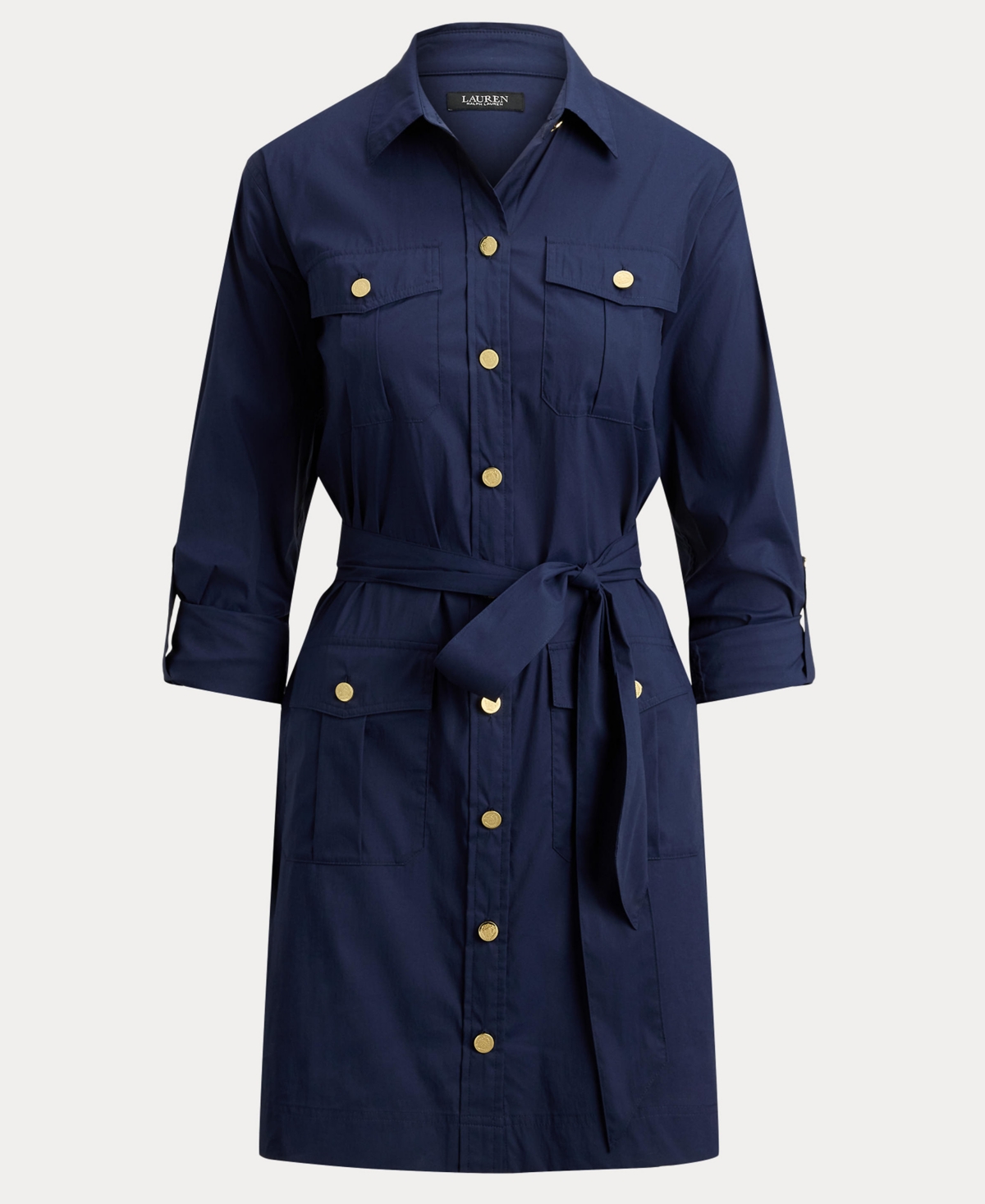 Lauren Ralph Women's Roll-Tab Sleeve Shirt Dress