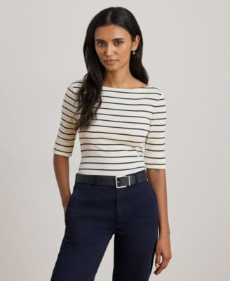 Women's Striped Boat Neck T-Shirt