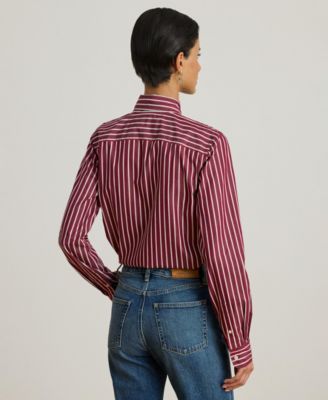 Women's Striped Broadcloth Tie-Neck Shirt
