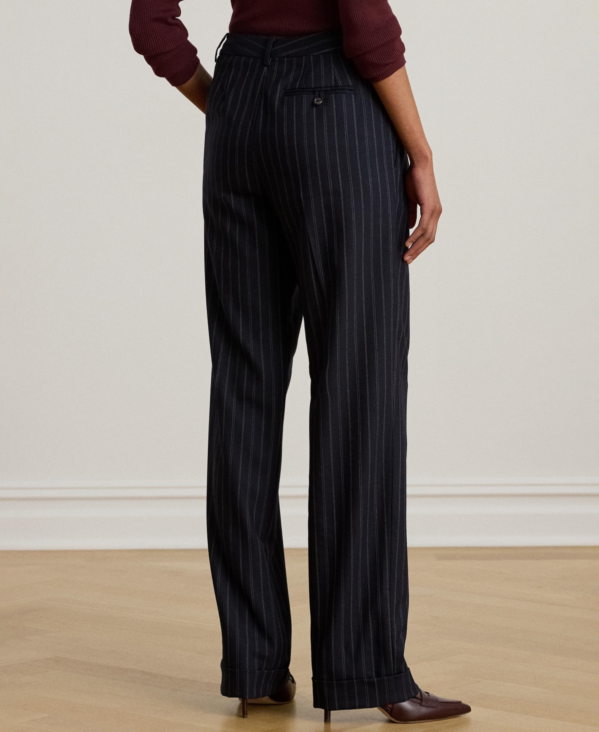 Ralph Lauren Women's Striped Pleated Pants In Black