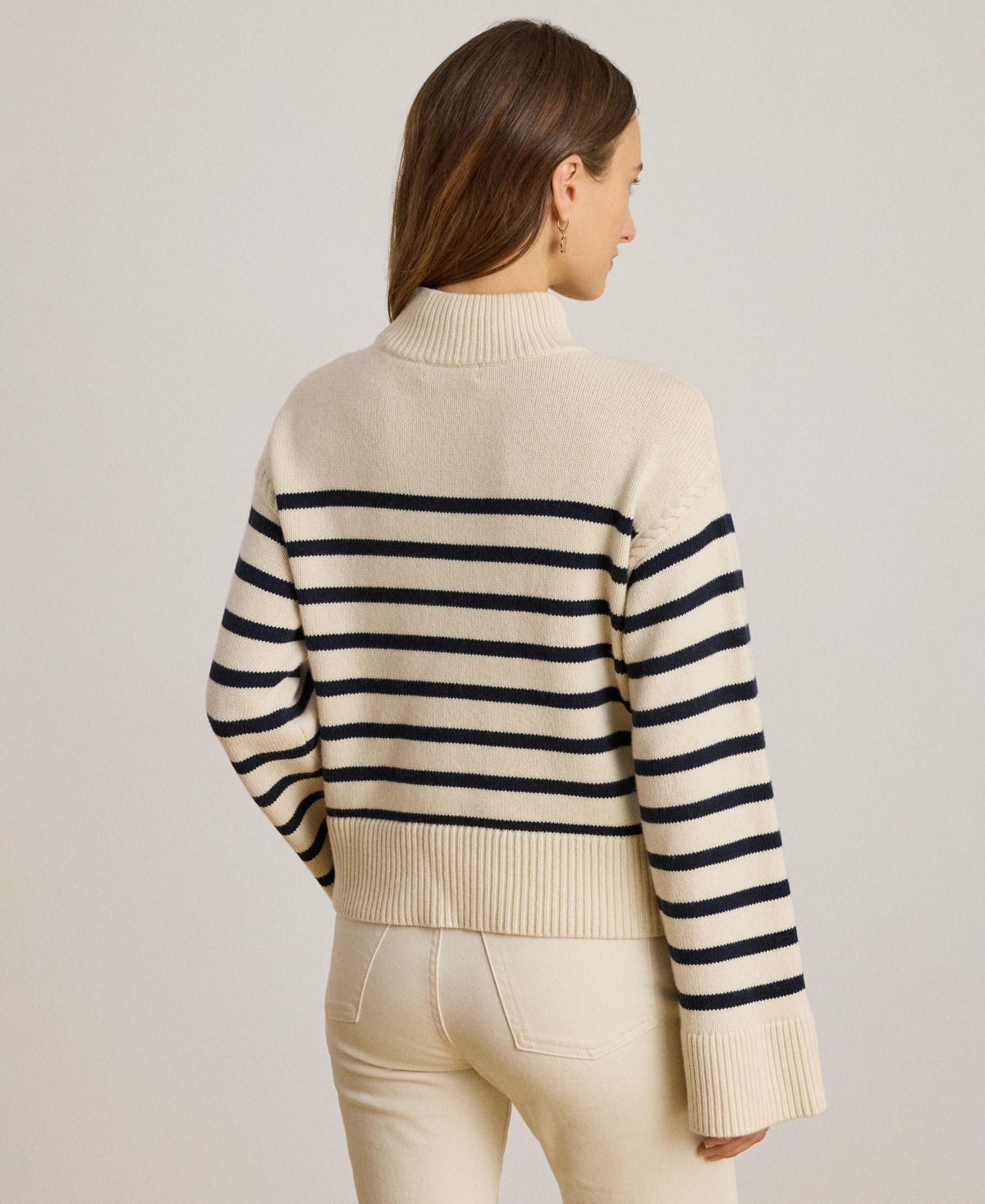 Ralph Lauren Women's Striped Mock Neck Sweater In Neutral