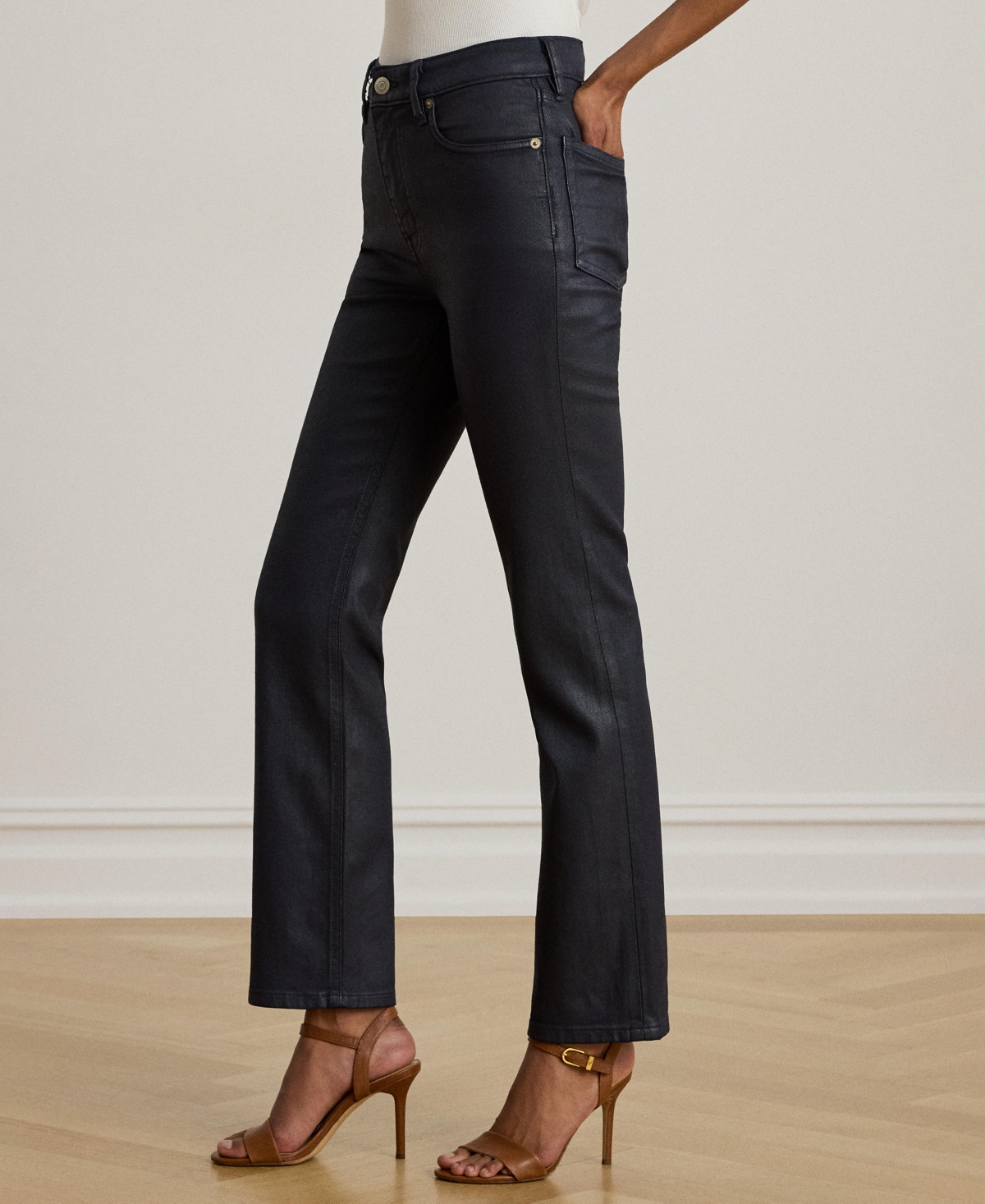 Lauren Ralph Women's Coated High-Rise Straight Ankle Jeans