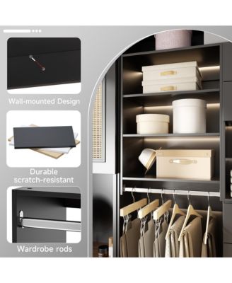 MDF Wood Shelf Tall Hanging Closet Unit