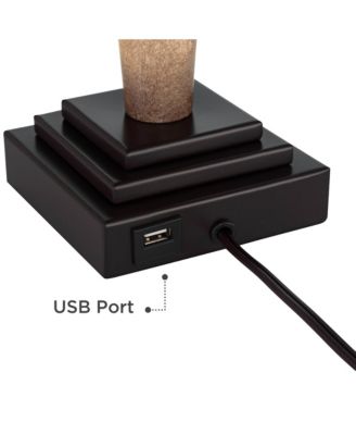 Fernbank 23 1/2" High Small Farmhouse Rustic Accent 3-Way Table Lamps Set of 2 USB Port Brown Bronze Finish Metal Charging