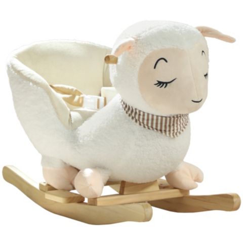 Детская мягкая игрушка Qaba Sheep Rocking Horse, Plush, Sound-Activated, 55 lbs Capacity, Ages 18-36 Months, цвет: Белый
