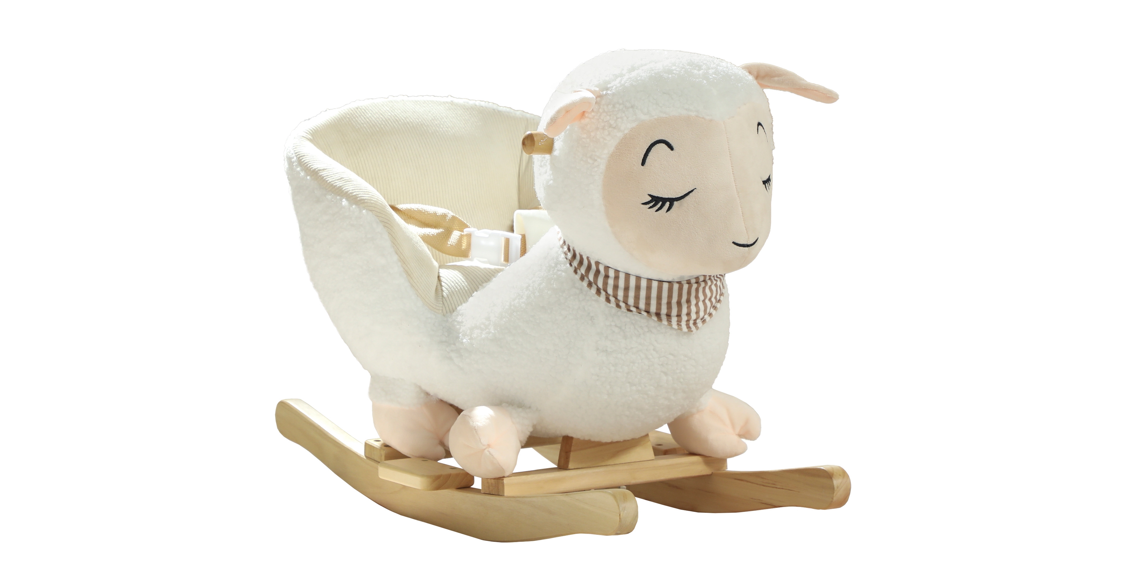 Qaba Sheep Rocking Horse, Plush, Sound-Activated, 55 lbs Capacity, Ages 18-36 Months