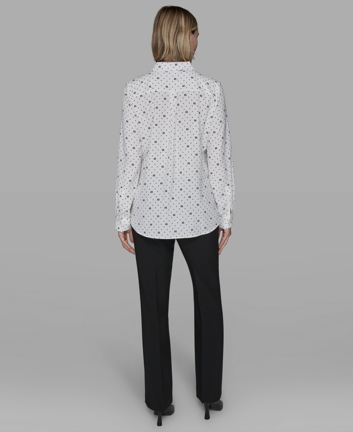 Karl Lagerfeld Women's Collared Neck Top In White