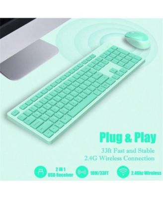 Wireless Keyboard And Mouse Combo - Full-Sized Computer Keyboard, 2.4GHz Wireless Keyboard Silent Mouse Set With 2-In-1 Receiver for Laptop