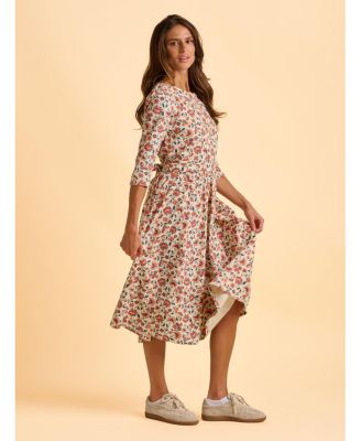 Women's Beech 3/4 Sleeve Waist Tie Midi Dress