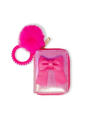 Girls Shiny Jumbo Bow Spiral Strap Wallet