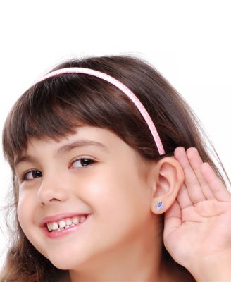 Girls /Girl/Unicorn Enamel Crystal White Gold Palladium Plating Screwstud Earring