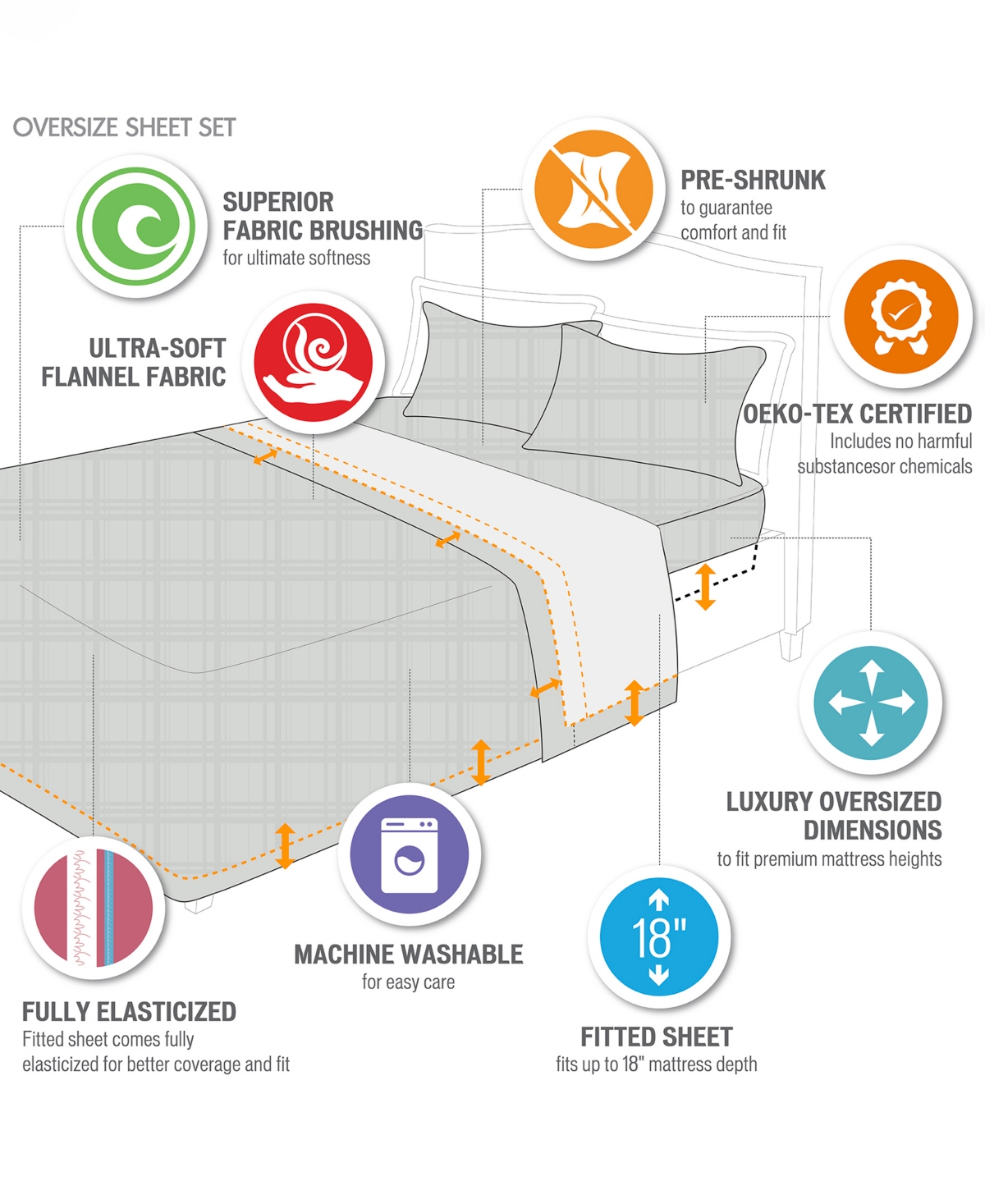 Madison Park Novelty Printed Cotton Flannel 4-pc. Sheet Set, Queen In Gray