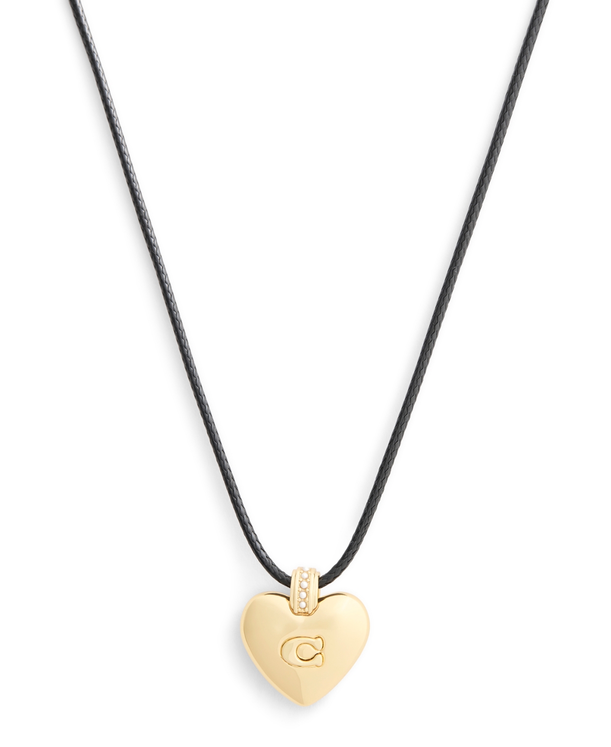 Coach Faux Cultured Pearl Signature Puffy Heart Pendant Necklace