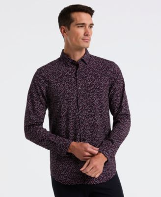 Men's Long-Sleeve Micro Floral Print Shirt