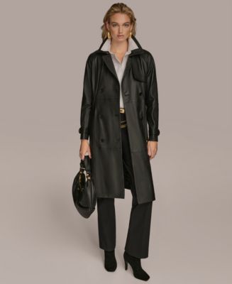 Donna Karan New York Women's Belted Leather Trench Coat - Macy's