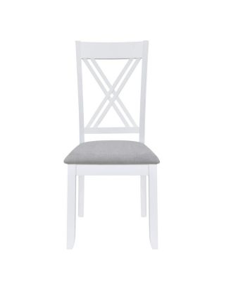 5-Piece Rustic Dining Table Set for Small Spaces, Wood Kitchen Table with 4 X-Back Chairs, White and Walnut Finish