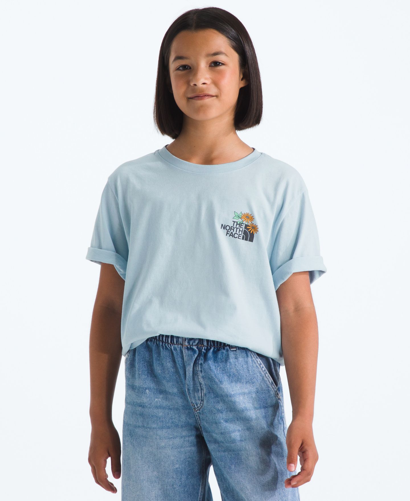 Детская футболка The North Face Floral Logo Short-Sleeve T-Shirt, цвет: Светлый синий — фото 3
