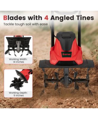 Ironmax Corded Electric Tiller Cultivator, 10 Amp Powerful Foldable Garden Rototiller