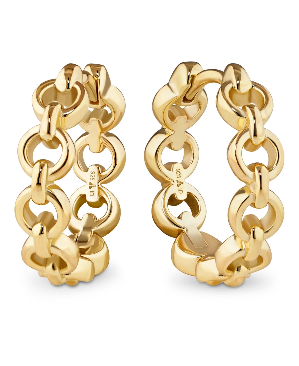Devata Cable Link Hoop Earrings in Gold Plated Sterling Silver