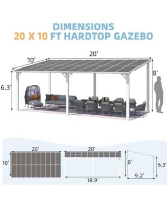 20'x10' Wall Mounted Gazebos Pergola