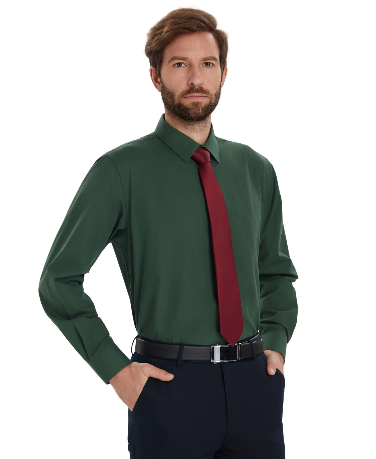 Alfani Men's Promo Solid Regular-fit Spread Collar Dress Shirt, Macy's Exclusive In Green