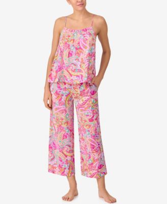 Sanctuary - Women's 2-Piece Sleeveless Crop Tank Top & Long Pant Pajama Set