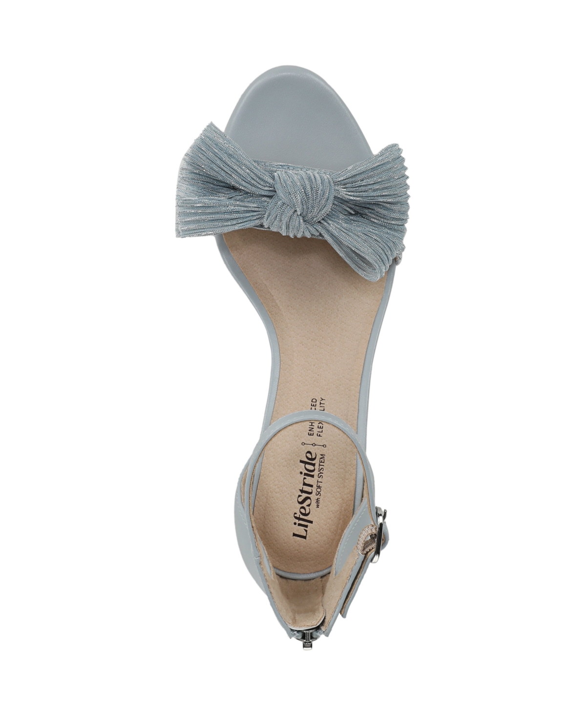 LifeStride Women's Florence-Bow Two Piece Block Heel Ankle Strap Sandals