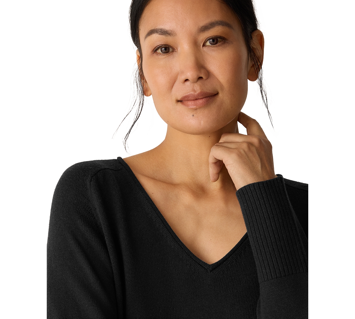 Eileen Fisher Women's V-neck Long-sleeve Sweater In Black
