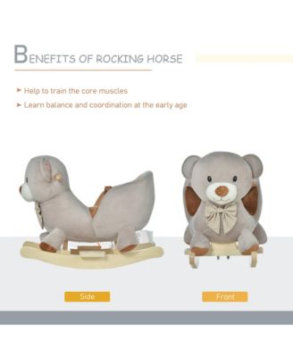Baby Rocking Horse, Plush Animal Rocker w/ Realistic Sound, Pedals