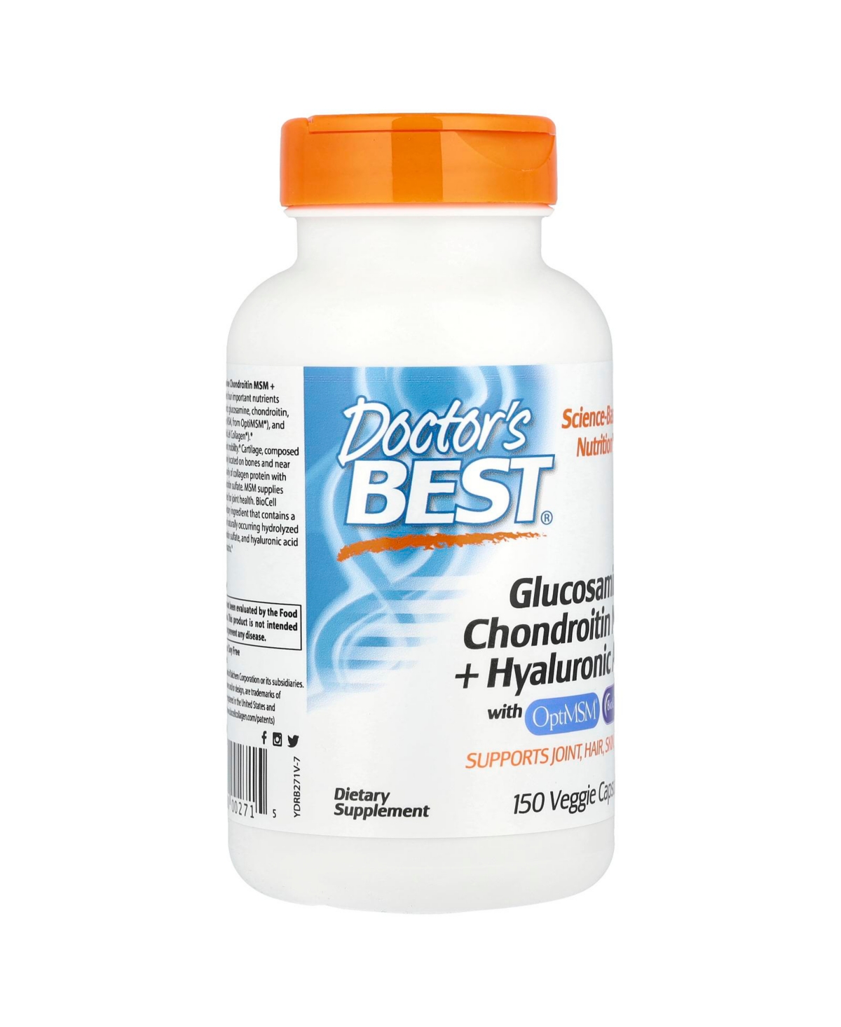 Doctor's Best Glucosamine Chondroitin Msm + Hyaluronic Acid With OptiMSM BioCell Collagen