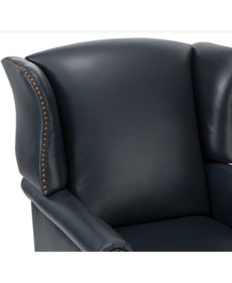 Helmuth Genuine Leather Wingback Armchair with Solid Wood Legs