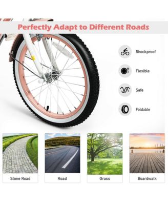 18'' Kids Bike Toddlers Adjustable Freestyle Bicycle with Training Wheels