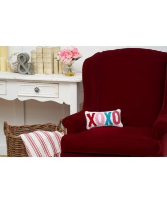 6" x 12" Valentine's Day "XOXO" Hooked Small/Petite Accent Throw Pillow