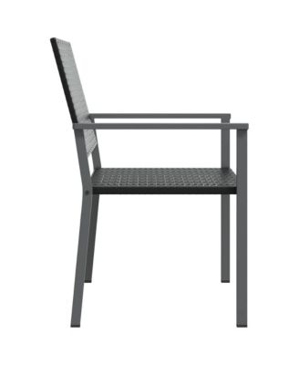 Garden Chair Set of 2 Black PE rattan, powder-coated steel