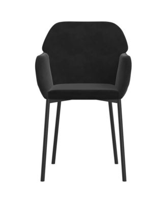 Dining Chair Set of 2 Black Velvet (100% polyester), metal, plywood