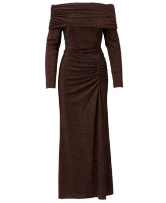 Papell Women's Off-The-Shoulder Long Sleeve Maxi Dress